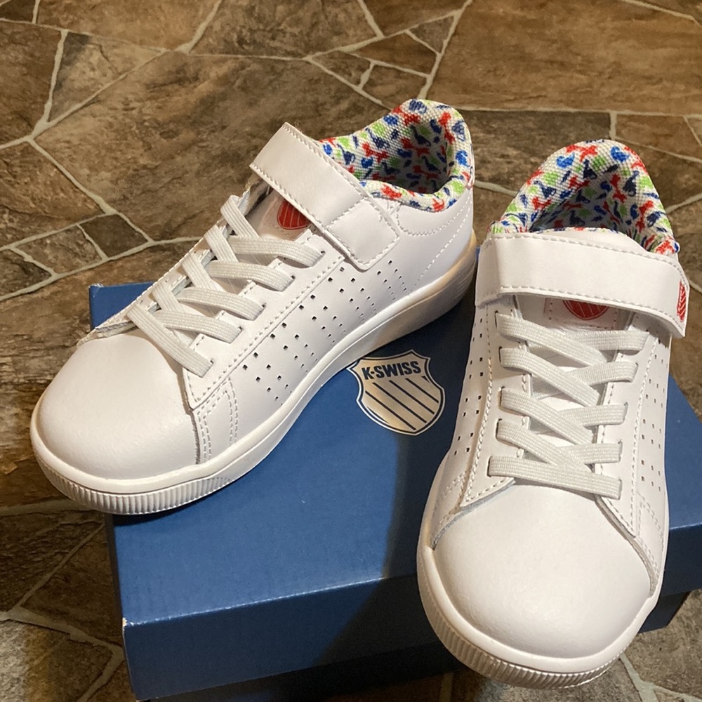New in Box K-Swiss LITTLE KIDS COURT CASPER VLC WHITE/DINO Sz 12 - Picture 7 of 12